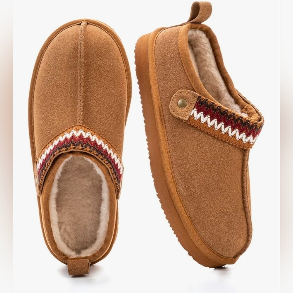 NIB Suede Memory Foam Clogs Mules Slippers Outdoor Indoor Sz 9 Sherpa Vegan 😀
